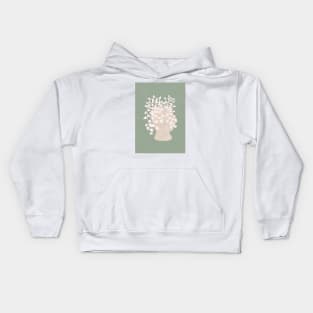 Abstract Potted Figure Sage Green Kids Hoodie